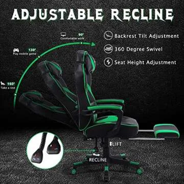 Ergonomic Gaming Chair with Massage & Footrest