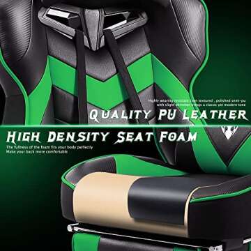 Ergonomic Gaming Chair with Massage & Footrest