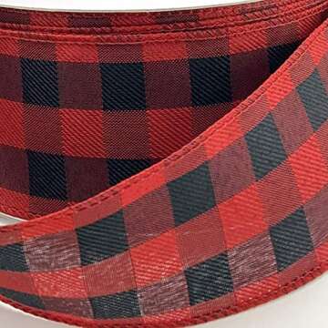 Red Black Buffalo Plaid Ribbon for Holiday Crafting Gifts