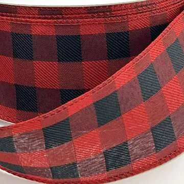 Red Black Buffalo Plaid Ribbon for Holiday Crafting Gifts