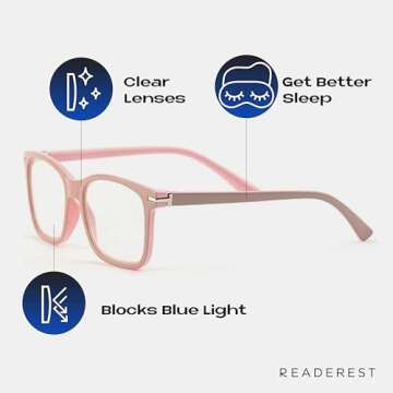 Readerest Stylish Blue Light Blocking Reading Glasses in Beige - 1.25 Magnification, UV Protection, ...