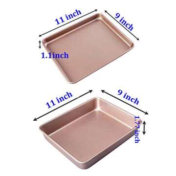 HYTK Small Baking Sheet Pans Nonstick 11x9inch Carbon Steel Deep Side Replacement Tray Brownie Cake ...