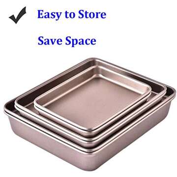 HYTK Small Baking Sheet Pans Nonstick 11x9inch Carbon Steel Deep Side Replacement Tray Brownie Cake Pan Cookie Sheet Set Thick Heavy No Rust Easy Clean Bakeware