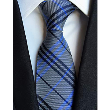 Kihatwin Trendy Blue Grey Necktie for Grooms and More