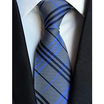 Kihatwin Trendy Blue Grey Necktie for Grooms and More