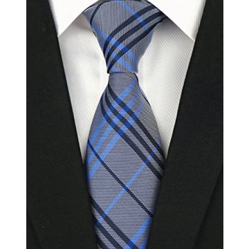 Kihatwin Trendy Blue Grey Necktie for Grooms and More