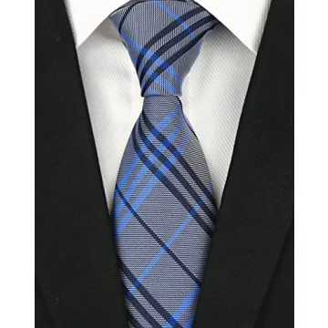 Kihatwin Trendy Blue Grey Necktie for Grooms and More