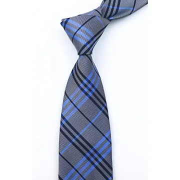 Kihatwin Trendy Blue Grey Necktie for Grooms and More