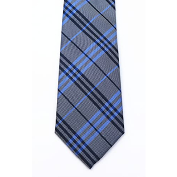 Kihatwin Trendy Blue Grey Necktie for Grooms and More