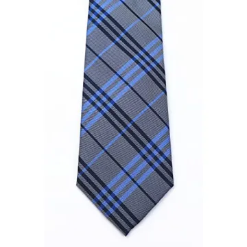 Kihatwin Trendy Blue Grey Necktie for Grooms and More