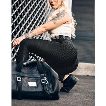 DREAMOON TIK Tok Leggings for Women Butt Lifting Scrunch Textured Leggings High Waisted Workout Gym ...