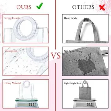 10 Pcs Clear Transparent PVC Handbag, Heavy Duty Reusable Gift Bags with Handles Clear Plastic Gift Wrap Bags for Bridal Baby Shower Wedding Shopping Bags, 8 x 7 x 4 Inch