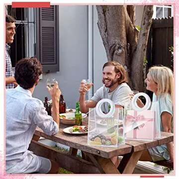 10 Pcs Clear Transparent PVC Handbag, Heavy Duty Reusable Gift Bags with Handles Clear Plastic Gift Wrap Bags for Bridal Baby Shower Wedding Shopping Bags, 8 x 7 x 4 Inch