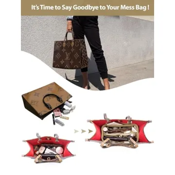 OMYSTYLE Beige Purse Organizer Insert for Handbags