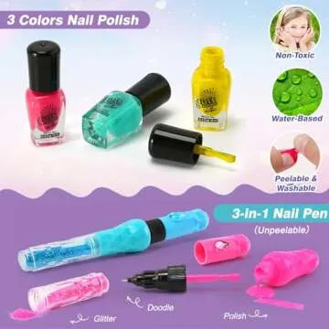 G.C Kids Nail Polish Set for Girls Toy 6-12 Years Old, Nail Art Kit Storage Desk with Nail Dryer&Hand Massage Spa Kit, Kid Manicure Salon Studio Stuff Christmas Birthday Gift Girl Ages 7 8 9 10 11 12