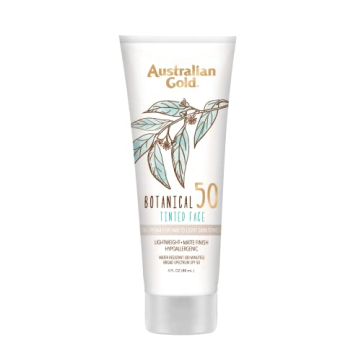 Australian Gold SPF 50 Tinted Face Sunscreen - Matte, Water-Resistant BB Cream for Sensitive Skin