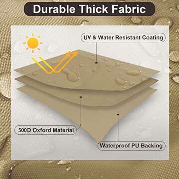 PureFit Outdoor Sectional Sofa Cover Waterproof V Shaped Patio Furniture Covers for Deck, Lawn and Backyard, 89”x89”, Camel