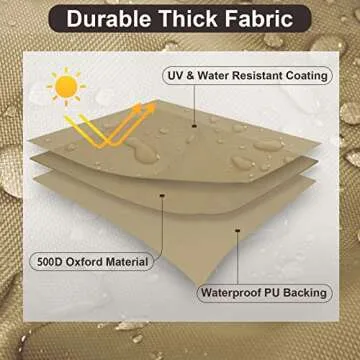 PureFit Outdoor Sectional Sofa Cover Waterproof V Shaped Patio Furniture Covers for Deck, Lawn and Backyard, 89”x89”, Camel