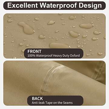 PureFit Outdoor Sectional Sofa Cover Waterproof V Shaped Patio Furniture Covers for Deck, Lawn and Backyard, 89”x89”, Camel