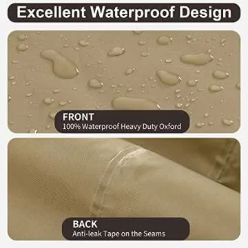 PureFit Outdoor Sectional Sofa Cover Waterproof V Shaped Patio Furniture Covers for Deck, Lawn and Backyard, 89”x89”, Camel