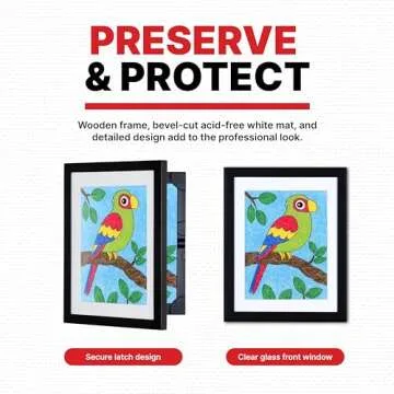 Dynamic Frames Li’l Davinci Art Cabinet, Stores up to 50 Pieces of 9x12 inch Art, Outer Wooden Frame Dimensions 11.75 x 14.75 inches, Kids Art Frame, Front Opening, Universal Hanging, Black