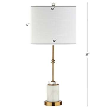 JONATHAN Y JYL5003A-SET2 Set of 2 Table Lamps Harper 27" Marble/Crystal LED Table Lamp Modern Contemporary Bedside Desk Nightstand Lamp for Bedroom Living Room, White/Brass Gold