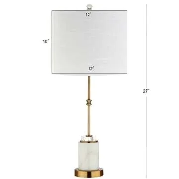 JONATHAN Y JYL5003A-SET2 Set of 2 Table Lamps Harper 27" Marble/Crystal LED Table Lamp Modern Contemporary Bedside Desk Nightstand Lamp for Bedroom Living Room, White/Brass Gold