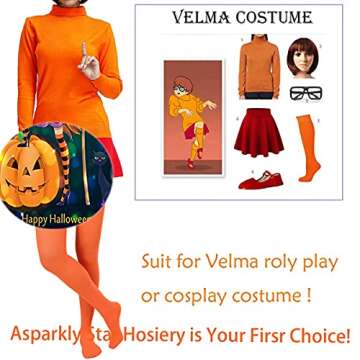 FELIZHOUSE Over Knee Long Stockings Thigh High Tights Socks Opaque Stockings Party Solid Halloween Costume Cosplay Orange Knee-High Socks For Women Girls