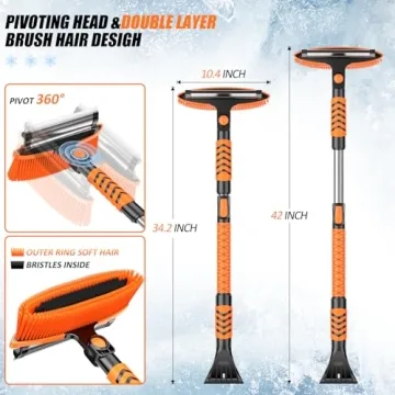 42" Extendable Ice Scraper & Snow Brush for Vehicles