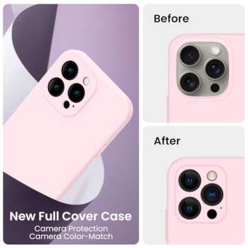 FireNova Designed for iPhone 15 Pro Max Case, Silicone Upgraded [Camera Protection] Phone Case with [2 Screen Protectors], Soft Anti-Scratch Microfiber Lining Inside, 6.7 inch, Chalk Pink