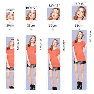 iCAGY Acrylic Self Adhesive Mirror Sheet for Wall, Plastic Non Glass Sticky Kid Safety Mirror Tiles ...