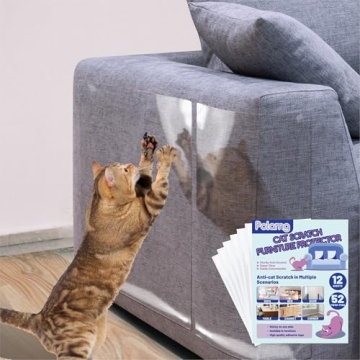 Anti Cat Scratch Furniture Protector-12 Pack Single Side Couch Protector for Cats, Self-Adhesive Cat...
