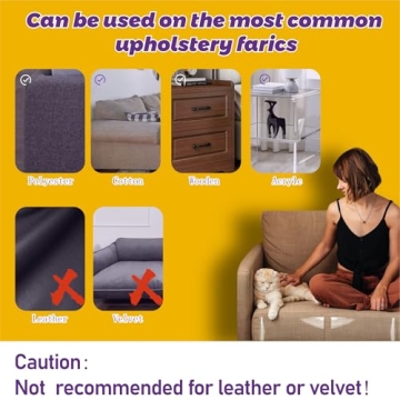 Anti Cat Scratch Furniture Protector-12 Pack Single Side Couch Protector for Cats, Self-Adhesive Cat Tape for Furniture, Clear Cat Scratch Deterrent for Furniture Door Walls (12P+52 Pins)