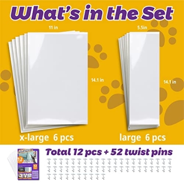 Anti Cat Scratch Furniture Protector-12 Pack Single Side Couch Protector for Cats, Self-Adhesive Cat Tape for Furniture, Clear Cat Scratch Deterrent for Furniture Door Walls (12P+52 Pins)