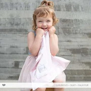 Little Giraffe Baby Blanket - Luxe Soft Blanket with Satin Trim - Baby Stroller Blanket - Newborn Baby Essentials & Baby Gifts - 17" x 17" - Silver