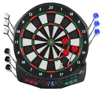 EastPoint Sports Electronic Soft-Tip Dartboard with Electronic LED Cricket Scoring and Over 30 Game ...