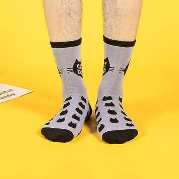 Cat Dad Socks Mens Funny Socks Christmas Birthday Father’s Day Gifts for Men Cat Socks Crazy Socks Men