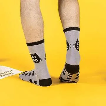 Cat Dad Socks Mens Funny Socks Christmas Birthday Father’s Day Gifts for Men Cat Socks Crazy Socks Men