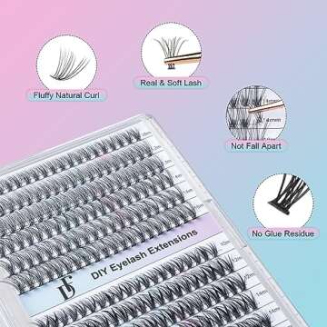 Individual Lashes 240Pcs 20D+30D Lash Clusters D Curl Mixed 10-16mm Cluster Lashes Matte Black Wispy DIY Lash Extensions (20/30D-D,10-16mm Mixed)