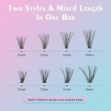 Individual Lashes 240Pcs 20D+30D Lash Clusters D Curl Mixed 10-16mm Cluster Lashes Matte Black Wispy DIY Lash Extensions (20/30D-D,10-16mm Mixed)