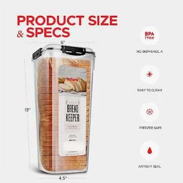 Tafura Bread Container - BPA Free Airtight Storage