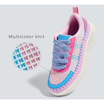 LUCKY STEP Women's Platform Sneakers Rhinestone Fashion Chunky Casual Sparkly Retro Braided Walking ...