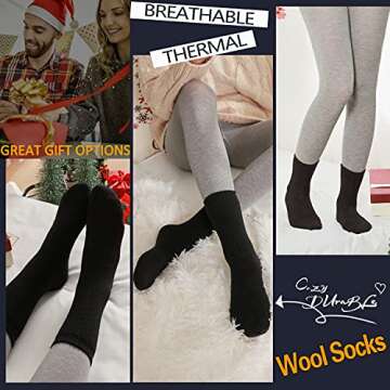 Merino Wool Socks Thermal Warm Winter Thick Hiking Boot Cabin Crew Cozy for Women Ladies Gift Stocki...