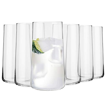 Krosno Tall Water Glasses, Set of 6, 18.3 oz, Avant-Garde Collection, Lightweight Crystal Glass, Per...