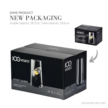 Krosno Tall Water Glasses, Set of 6, 18.3 oz, Avant-Garde Collection, Lightweight Crystal Glass, Perfect for Everyday, Dishwasher Safe, Made in Europe