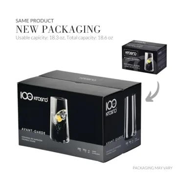 Krosno Tall Water Glasses, Set of 6, 18.3 oz, Avant-Garde Collection, Lightweight Crystal Glass, Perfect for Everyday, Dishwasher Safe, Made in Europe