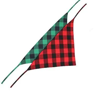 Lamphyface 2Pcs Dog Bandana Christmas Pet Triangle Scarf Plaid Accessories Bibs for Dog Cat