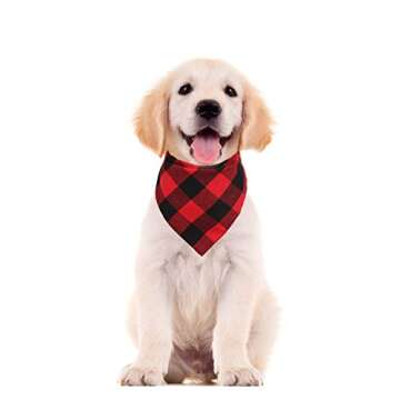 Lamphyface 2Pcs Dog Bandana Christmas Pet Triangle Scarf Plaid Accessories Bibs for Dog Cat