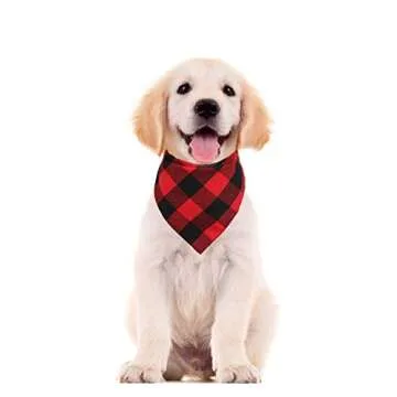 Lamphyface 2Pcs Dog Bandana Christmas Pet Triangle Scarf Plaid Accessories Bibs for Dog Cat