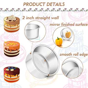 TeamFar 4 Inch Cake Pan, 6 Pcs Layer Baking Round Cake Pans Set Stainless Steel, For Baking Steaming...